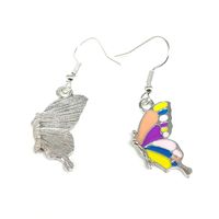 1 Pair IG Style Casual Artistic Butterfly Enamel Alloy Silver Plated Drop Earrings main image 6