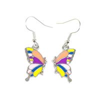 1 Pair IG Style Casual Artistic Butterfly Enamel Alloy Silver Plated Drop Earrings main image 4