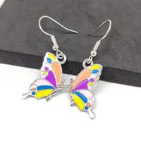 1 Pair IG Style Casual Artistic Butterfly Enamel Alloy Silver Plated Drop Earrings main image 1