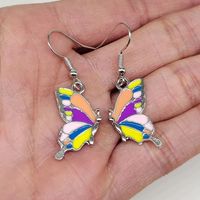 1 Pair IG Style Casual Artistic Butterfly Enamel Alloy Silver Plated Drop Earrings main image 5