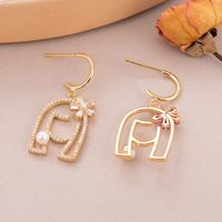 1 Pair Lady Geometric Inlay Copper Artificial Pearls Zircon 18K Gold Plated Drop Earrings main image 6