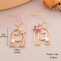 1 Pair Lady Geometric Inlay Copper Artificial Pearls Zircon 18K Gold Plated Drop Earrings sku image 1