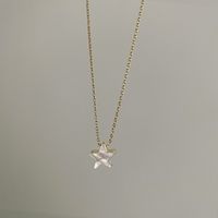 Copper 18K Gold Plated Simple Style Artistic Star Moon Flower Inlay Shell Necklace main image 7