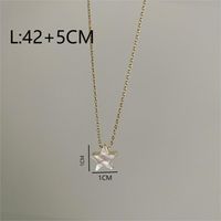 Copper 18K Gold Plated Simple Style Artistic Star Moon Flower Inlay Shell Necklace sku image 1