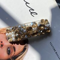 Women's Glam Shiny Geometric Artificial Pearl Rhinestone Hair Clip sku image 2