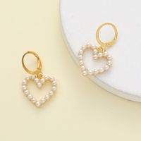 1 Pair Elegant Simple Style Cross Heart Shape Flower Alloy Drop Earrings sku image 1