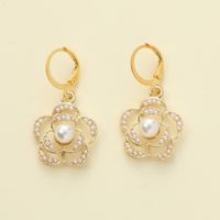 1 Pair Elegant Simple Style Cross Heart Shape Flower Alloy Drop Earrings sku image 3