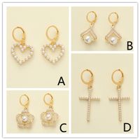 1 Pair Elegant Simple Style Cross Heart Shape Flower Alloy Drop Earrings main image 1