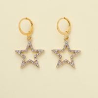 1 Pair Elegant Shiny Star Owl Alloy Zircon Drop Earrings main image 1