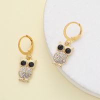 1 Pair Elegant Shiny Star Owl Alloy Zircon Drop Earrings main image 7