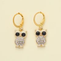 1 Pair Elegant Shiny Star Owl Alloy Zircon Drop Earrings sku image 4