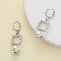 1 Pair Elegant Shiny Heart Shape Pearl Alloy Zircon Drop Earrings main image 5