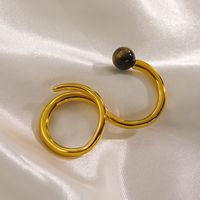 Edelstahl 304 14 Karat Vergoldet Einfacher Stil Inlay Geometrisch Künstliche Perlen Naturstein Achat Offener Ring main image 4