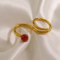Edelstahl 304 14 Karat Vergoldet Einfacher Stil Inlay Geometrisch Künstliche Perlen Naturstein Achat Offener Ring main image 5