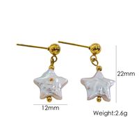 1 Pair IG Style Y2K Simple Style Round Star Heart Shape Inlay 304 Stainless Steel Pearl Shell 14K Gold Plated Drop Earrings sku image 6