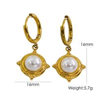 1 Pair IG Style Y2K Simple Style Round Star Heart Shape Inlay 304 Stainless Steel Pearl Shell 14K Gold Plated Drop Earrings sku image 1