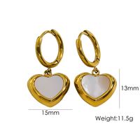 1 Pair IG Style Y2K Simple Style Round Star Heart Shape Inlay 304 Stainless Steel Pearl Shell 14K Gold Plated Drop Earrings sku image 3