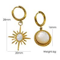 1 Pair IG Style Y2K Simple Style Round Star Heart Shape Inlay 304 Stainless Steel Pearl Shell 14K Gold Plated Drop Earrings sku image 2