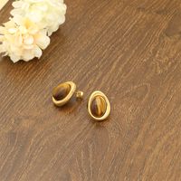 1 Pair Retro Commute Oval Inlay Stainless Steel Natural Stone 18K Gold Plated Ear Studs main image 3