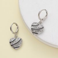 1 Pair Elegant Shiny Heart Shape Pearl Alloy Zircon Drop Earrings sku image 1