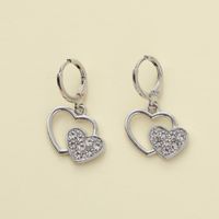 1 Pair Elegant Shiny Heart Shape Pearl Alloy Zircon Drop Earrings sku image 6