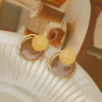 1 Pair Casual Elegant Sweet Round Enamel Copper 18K Gold Plated Ear Studs main image 1
