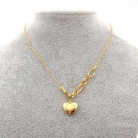 304 Stainless Steel Titanium Steel Gold Plated Simple Style Heart Shape Sweater Chain Necklace main image 3