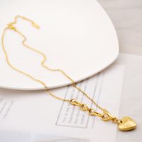 304 Stainless Steel Titanium Steel Gold Plated Simple Style Heart Shape Sweater Chain Necklace main image 4