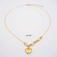 304 Stainless Steel Titanium Steel Gold Plated Simple Style Heart Shape Sweater Chain Necklace main image 2