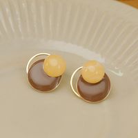 1 Pair Casual Elegant Sweet Round Enamel Copper 18K Gold Plated Ear Studs main image 3