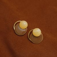 1 Pair Casual Elegant Sweet Round Enamel Copper 18K Gold Plated Ear Studs main image 4