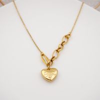 304 Stainless Steel Titanium Steel Gold Plated Simple Style Heart Shape Sweater Chain Necklace sku image 1