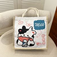 Women's Linen Animal Cartoon Classic Style Sewing Thread Square Zipper Handbag main image 9