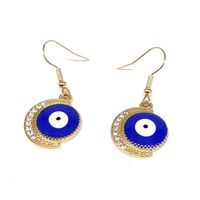 1 Pair IG Style Shiny Moon Eye Enamel Inlay Alloy Rhinestones Gold Plated Silver Plated Drop Earrings sku image 1