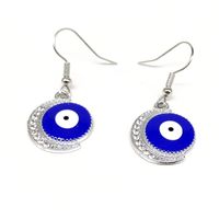 1 Pair IG Style Shiny Moon Eye Enamel Inlay Alloy Rhinestones Gold Plated Silver Plated Drop Earrings main image 3