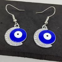 1 Pair IG Style Shiny Moon Eye Enamel Inlay Alloy Rhinestones Gold Plated Silver Plated Drop Earrings main image 6