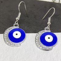 1 Pair IG Style Shiny Moon Eye Enamel Inlay Alloy Rhinestones Gold Plated Silver Plated Drop Earrings main image 1