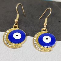1 Pair IG Style Shiny Moon Eye Enamel Inlay Alloy Rhinestones Gold Plated Silver Plated Drop Earrings main image 7