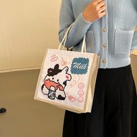 Women's Linen Animal Cartoon Classic Style Sewing Thread Square Zipper Handbag sku image 1