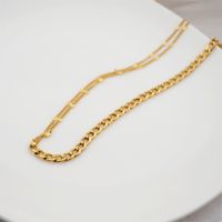 304 Stainless Steel Titanium Steel Gold Plated Simple Style Patchwork Twist Necklace main image 3