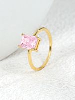 Wholesale Elegant Shiny Rectangle Copper Inlay 18K Gold Plated Rose Gold Plated Silver Plated Zircon Rings main image 1