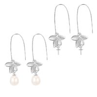 1 Pair Elegant Cute Flower Petal Plating Inlay Sterling Silver Pearl Zircon White Gold Plated Drop Earrings main image 5