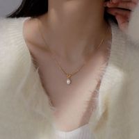 Sterling Silber Elegant Glam Romantisch Runden Knoten Inlay Künstliche Perlen Halskette Anhänger sku image 2