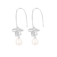 1 Pair Elegant Cute Flower Petal Plating Inlay Sterling Silver Pearl Zircon White Gold Plated Drop Earrings sku image 1