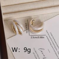 1 Pair Casual Simple Style C Shape Enamel Copper 18K Gold Plated Ear Studs sku image 1