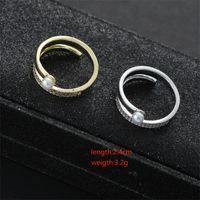 Stainless Steel Casual Simple Style Round Inlay Pearl Zircon Open Rings main image 2