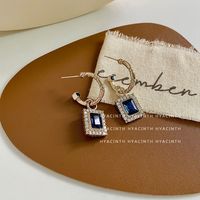 1 Pair IG Style Elegant Simple Style Square Inlay Copper Zircon 18K Gold Plated Drop Earrings main image 6