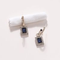 1 Pair IG Style Elegant Simple Style Square Inlay Copper Zircon 18K Gold Plated Drop Earrings main image 1