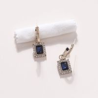 1 Pair IG Style Elegant Simple Style Square Inlay Copper Zircon 18K Gold Plated Drop Earrings main image 7