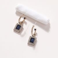 1 Pair IG Style Elegant Simple Style Square Inlay Copper Zircon 18K Gold Plated Drop Earrings main image 4